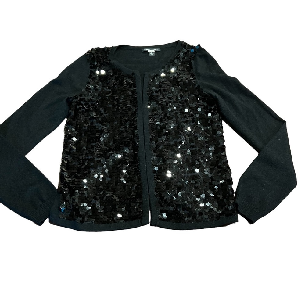 Banana Republic Black Sequined Merino Wool Blend Sweater Cardigan S